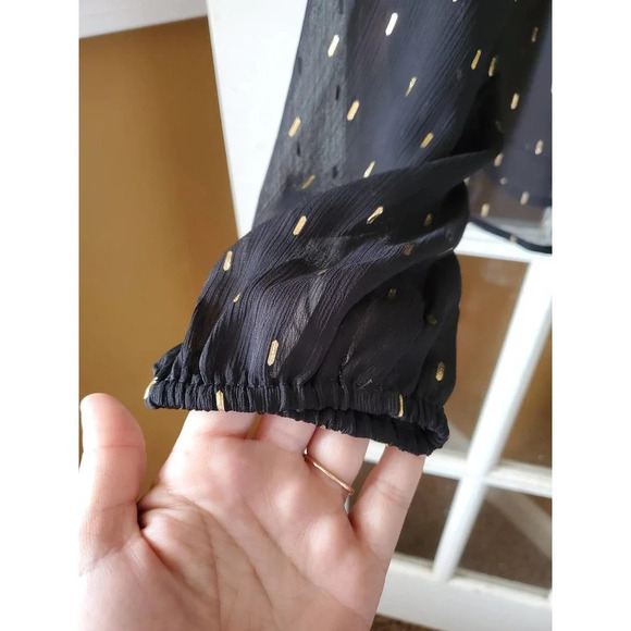 BANANA REPUBLIC | Womens Sheer Black and Gold Long Balloon Sleeve - Picture 3 of 6
